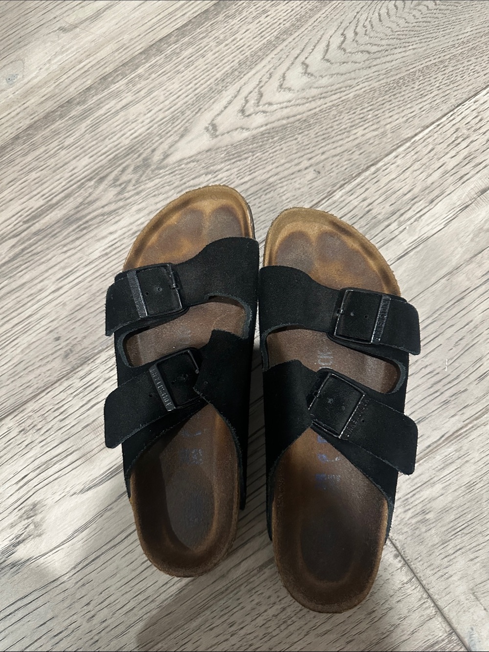 Birkenstock Black Double Buckle Suede Slides